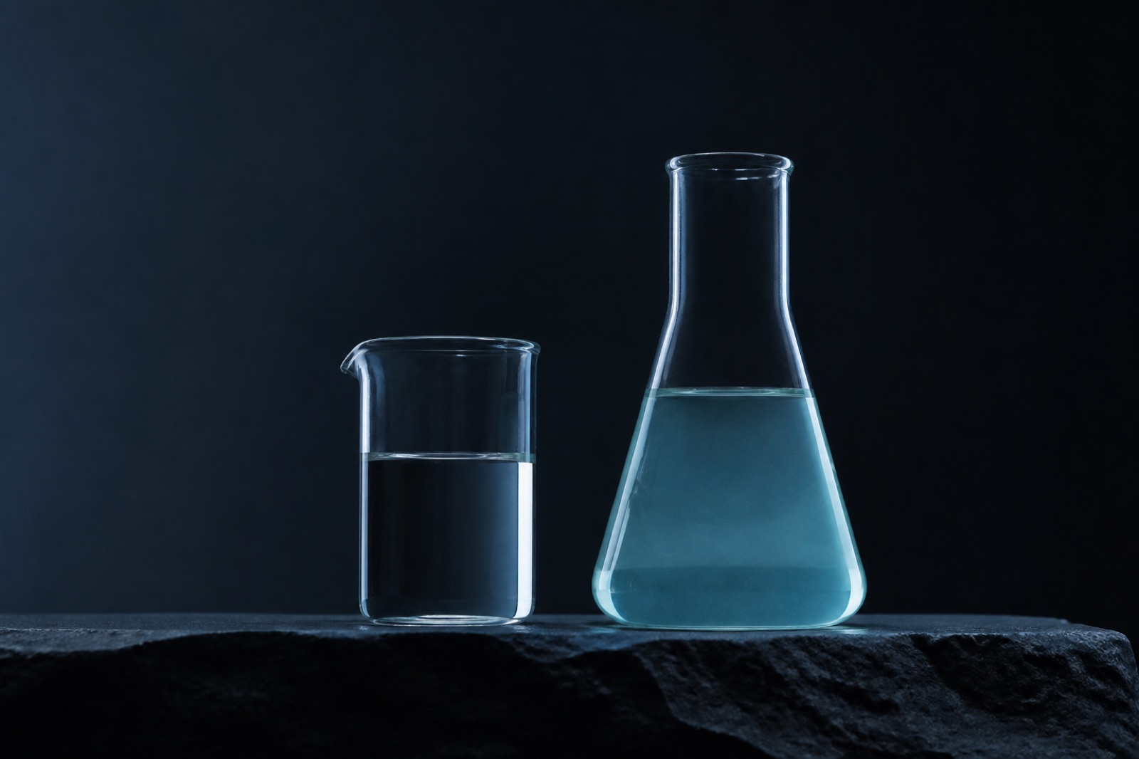 Laborglas mit klarer Flüssigkeit